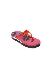 Isabelle Girls Red Floral Printed Flip Flops
