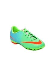 Nike Boys Neon Green & Blue JR Mercurial Victory IV FG Sports Shoes