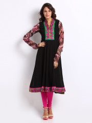 Shakumbhari Women Black Anarkali Kurta