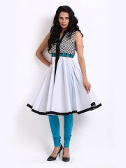 Shakumbhari Women Black & White PrintedKurta