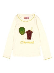 Tickles Girls Off-White Embroidered Top