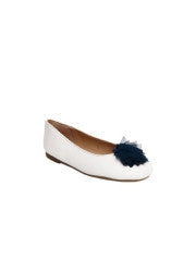 Unamia Girls White & Navy Rose Ballerinas